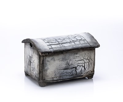 Lot 306 - Christine Faber (b.1951) raku pottery, casket...