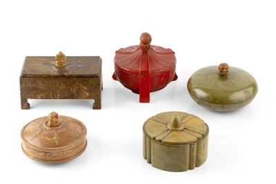 Lot 715 - Ebena Five lidded boxes, 1920s crushed copal...