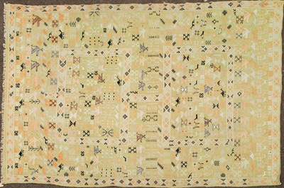 Lot 236 - A light green kelim rug, the field decorated...