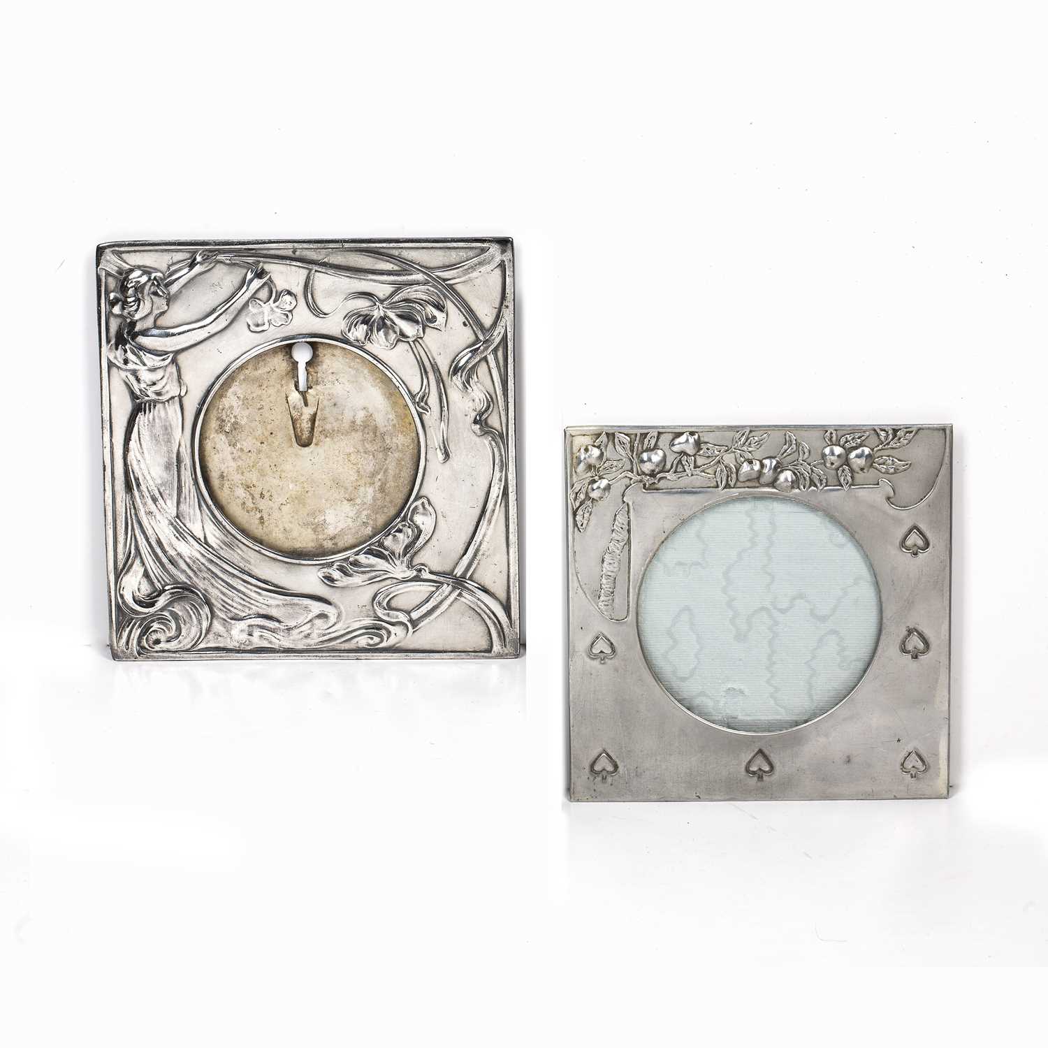 Lot 728 - Art Nouveau Two photo frames silvered metal...