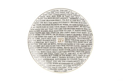 Lot 701 - Grayson Perry (b.1960) 100% Art plate, 2020...