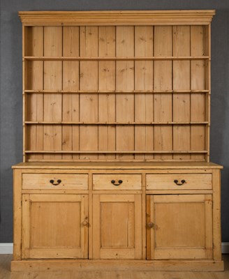 Lot 399 - A 19th century pine dresser of large...