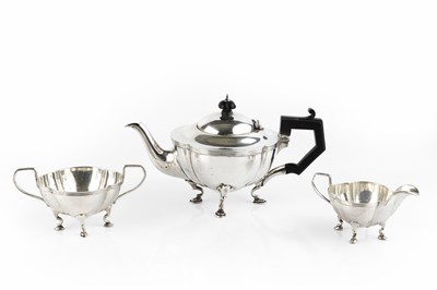 Lot 402 - A George V silver three piece bachelor's tea...