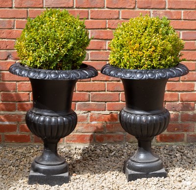 Lot 758 - A pair of Victorian black painted cast iron...