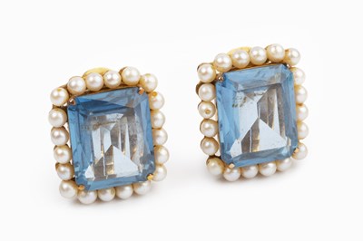 Lot 36 - A pair of blue synthetic spinel and cultured...