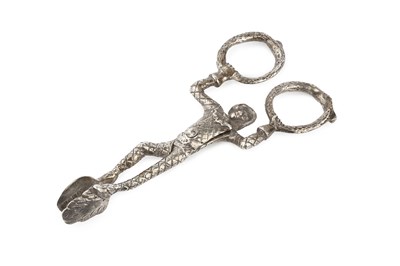 Lot 437 - A pair of silver novelty Harlequin sugar tongs,...