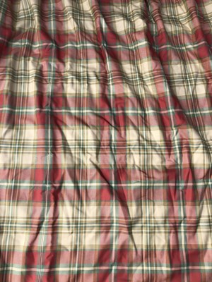 Lot 444 - A pair of interlined tartan patterned...