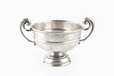 Lot 445 - An Edwardian silver twin handled pedestal bowl,...