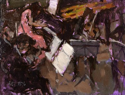 Lot 90 - William Selby (b.1933) 'Quintet', oil on board,...