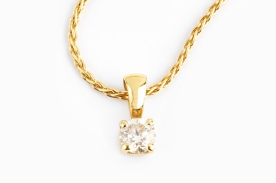 Lot 50 - A diamond single stone pendant on chain, the...