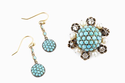 Lot 20 - A Victorian turquoise, pearl and diamond...