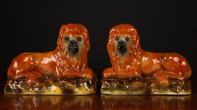 Lot 449 - A pair of 19th century Staffordshire pottery...