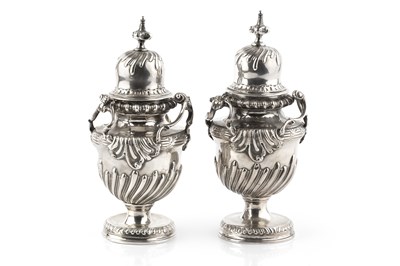 Lot 472 - A pair of early George III silver tea caddies...