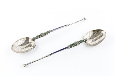 Lot 530 - A pair of Edwardian silver and enamel...