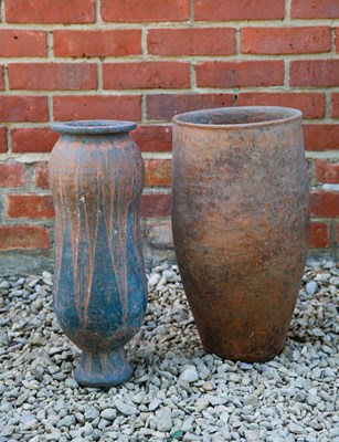 Lot 718 - Two Barbara Tribe terracotta pots pierced with...