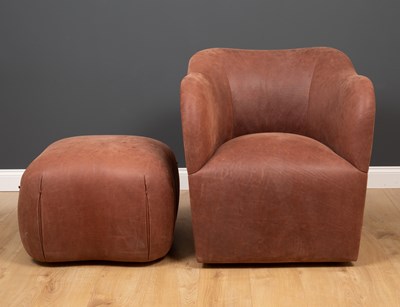 Lot 222 - A contemporary leather tub chair approximately...