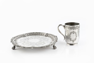 Lot 527 - A late Victorian silver waiter, with shaped,...