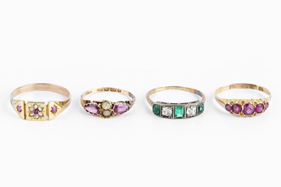 Lot 93 - Four dress rings, comprising a diamond and...