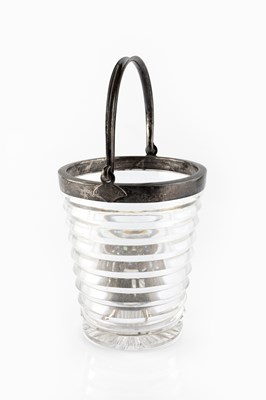 Lot 503 - A George V silver mounted cut glass ice bucket,...