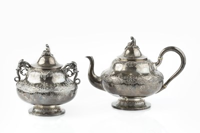 Lot 340 - A 19th century French silver teapot and...