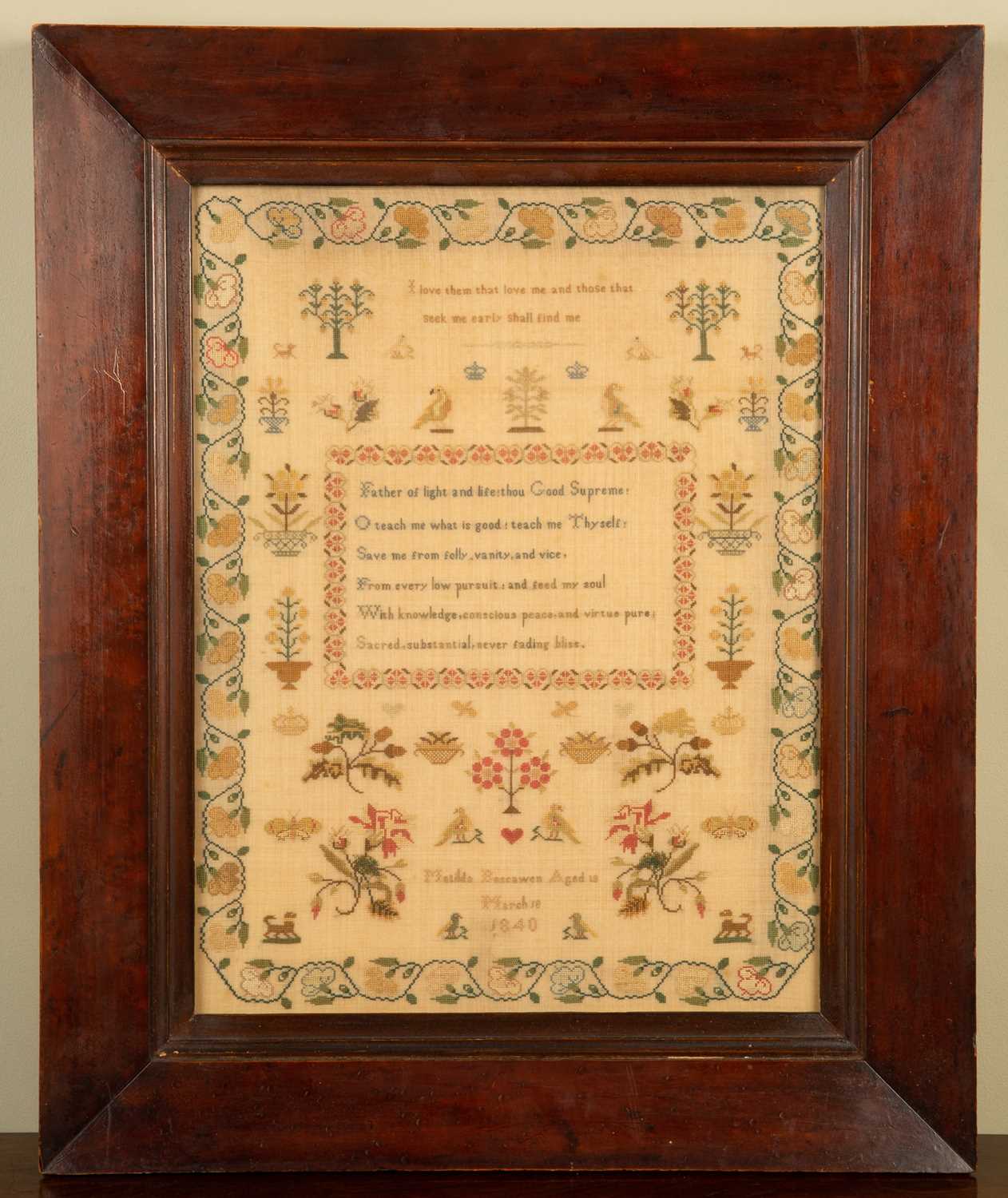 Lot 130 An early Victorian sampler by Matilda