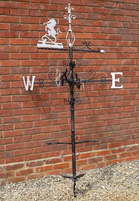 Lot 727 - A wrought iron weathervane with unicorn vane,...