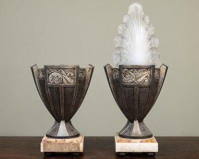 Lot 41 - A pair of French style lamp bases, both on a...