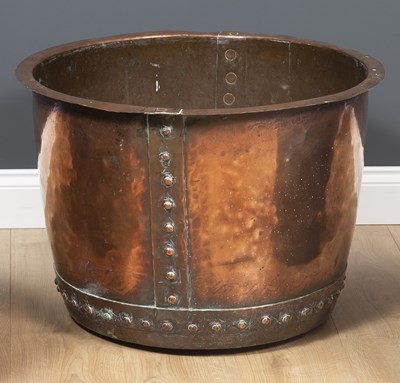 Lot 729 - A polished copper log bin of rivetted...