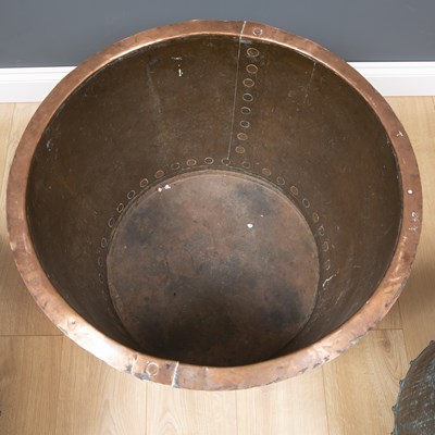 Lot 729 - A polished copper log bin of rivetted...