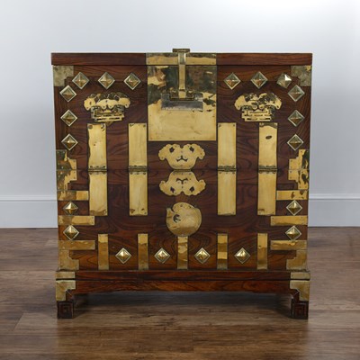 Lot 114 - Elm and brass cabinet Korean, 19th Century,...