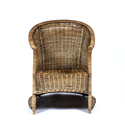 Lot 9 - Dryad's wicker armchair with plaque to the...