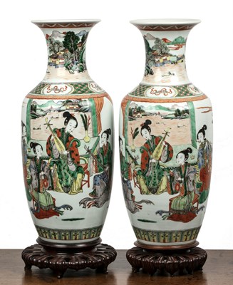 Lot 97 - Pair of famille verte vases Chinese, 19th...