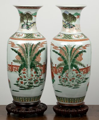 Lot 97 - Pair of famille verte vases Chinese, 19th...