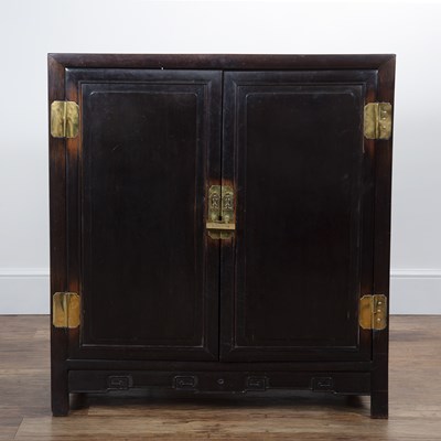 Lot 47 - Zitan wood cabinet Chinese, 19th Century, with...