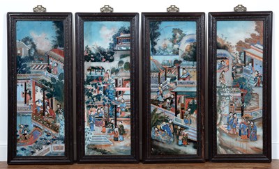 Lot 416 - Four large Chinese reverse glass paintings