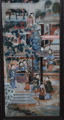Lot 416 - Four large Chinese reverse glass paintings