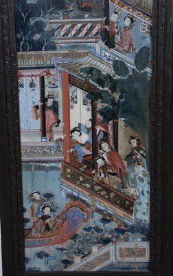 Lot 416 - Four large Chinese reverse glass paintings