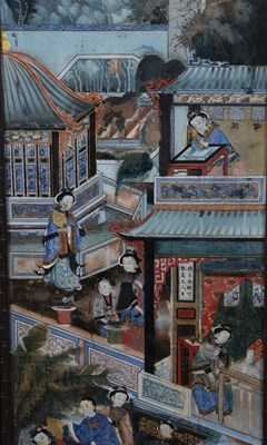 Lot 416 - Four large Chinese reverse glass paintings
