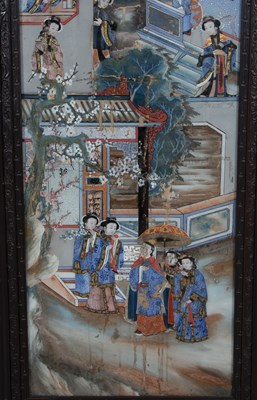 Lot 416 - Four large Chinese reverse glass paintings