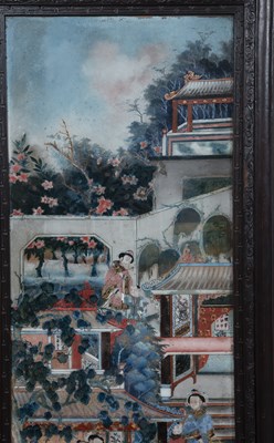 Lot 416 - Four large Chinese reverse glass paintings