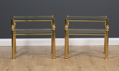 Lot 362 - A pair of contemporary brass and glass two...