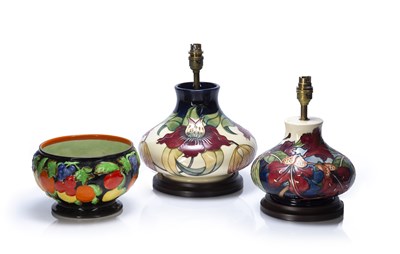 Lot 350 - Moorcroft pottery table lamp decorated with...