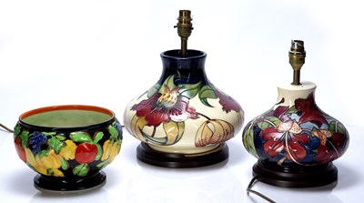 Lot 350 - Moorcroft pottery table lamp decorated with...