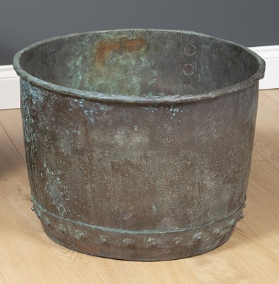 Lot 734 - An antique copper copper with folded rim, 53cm...