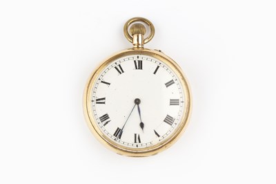 Lot 215 - An 18ct gold open face fob watch, the white...