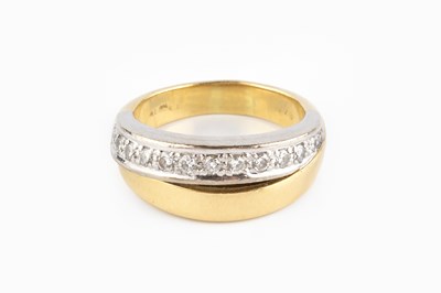 Lot 142 - A diamond half hoop crossover ring, inset with...