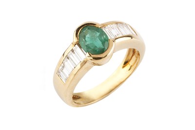 Lot 118 - An emerald and diamond dress ring by H. Stern,...