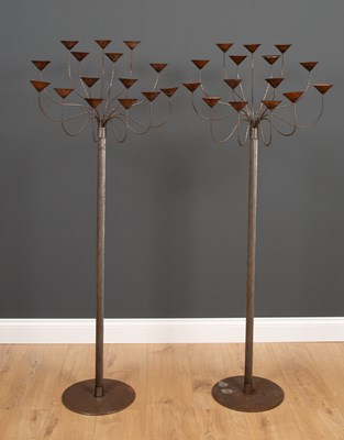 Lot 466 - A pair of floor standing wrought steel fifteen...