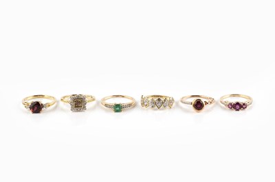 Lot 243 - A collection of diamond set dress rings,...