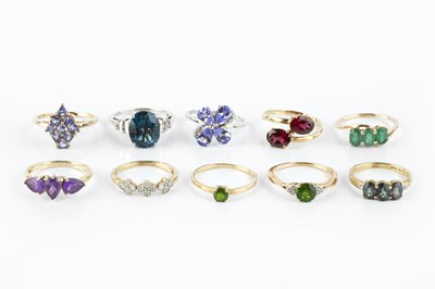 Lot 235 - A collection of stone set dress rings, of...